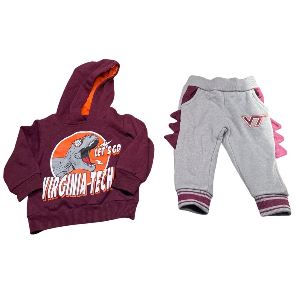 Colosseum Virginia Tech Hokies Baby Dinosaur Hoodie Jogger Set 3-6M VT
